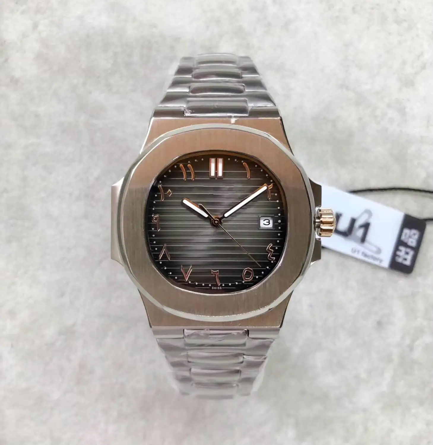 

Factory Movement Engraved Mens Watch Nautilus PP Automatic Mechanical Stainless Steel Transparent Back Blue Dial Men Wrist Wa
