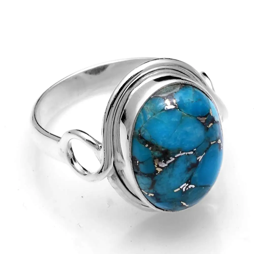 

Genuine Copper Turquoise Ring 925 Sterling Silver, USA Size : 9.75, 2SR500