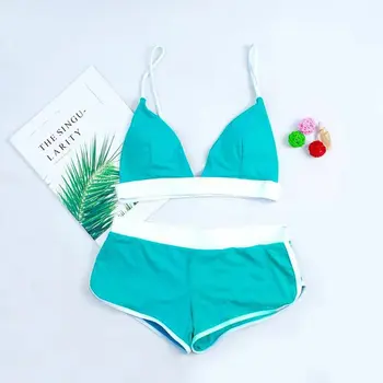 

2019 New Women Bikini Set Triangle Swimsuit Two -Pieces Swimwear Aqua Beachwear Low Waist Swim Suit Lady's Bathing Suit