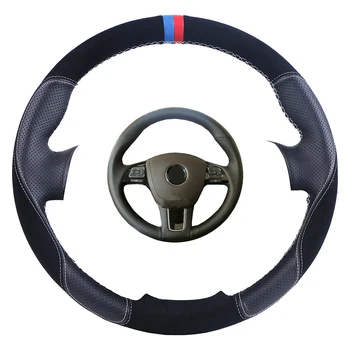 

Hand-stitched Artificial Leather Car Steering Cover Steering Wheel Braid For Volkswagen VW Touareg 2011-2017