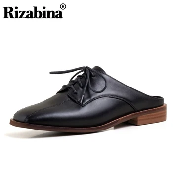 

Rizabina Women Sandals Real Leather Cross Strap Summer Shoes Women Slipper Casual Daily Flats Lady Home Footwear Size 33-40