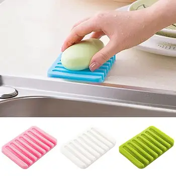 

1Pcs Flexible Bathroom Silicone Soap Dish Storage Holder Soap Box Plate Tray Drain Household Merchandises Fashion Soap Box