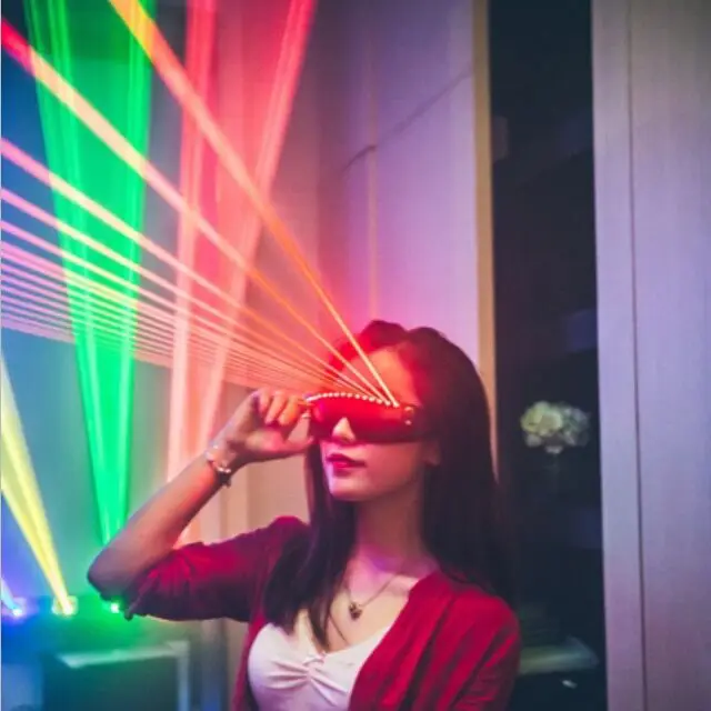 Red laser glasses rivets red laser glasses DJ evening glow glasses