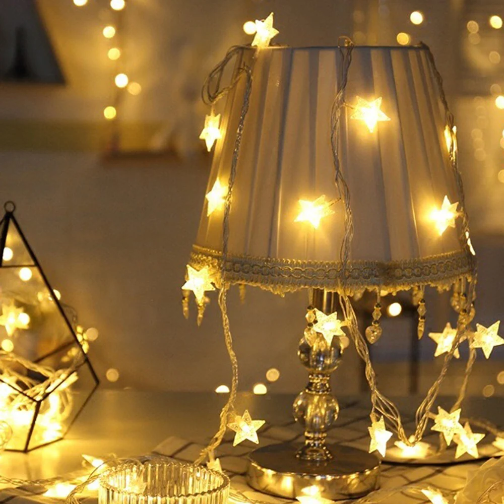 

Pentagonal Star 40 LED Christmas Decorative Light String 6M Star Modeling Light String Holiday Lighting Home Decoration