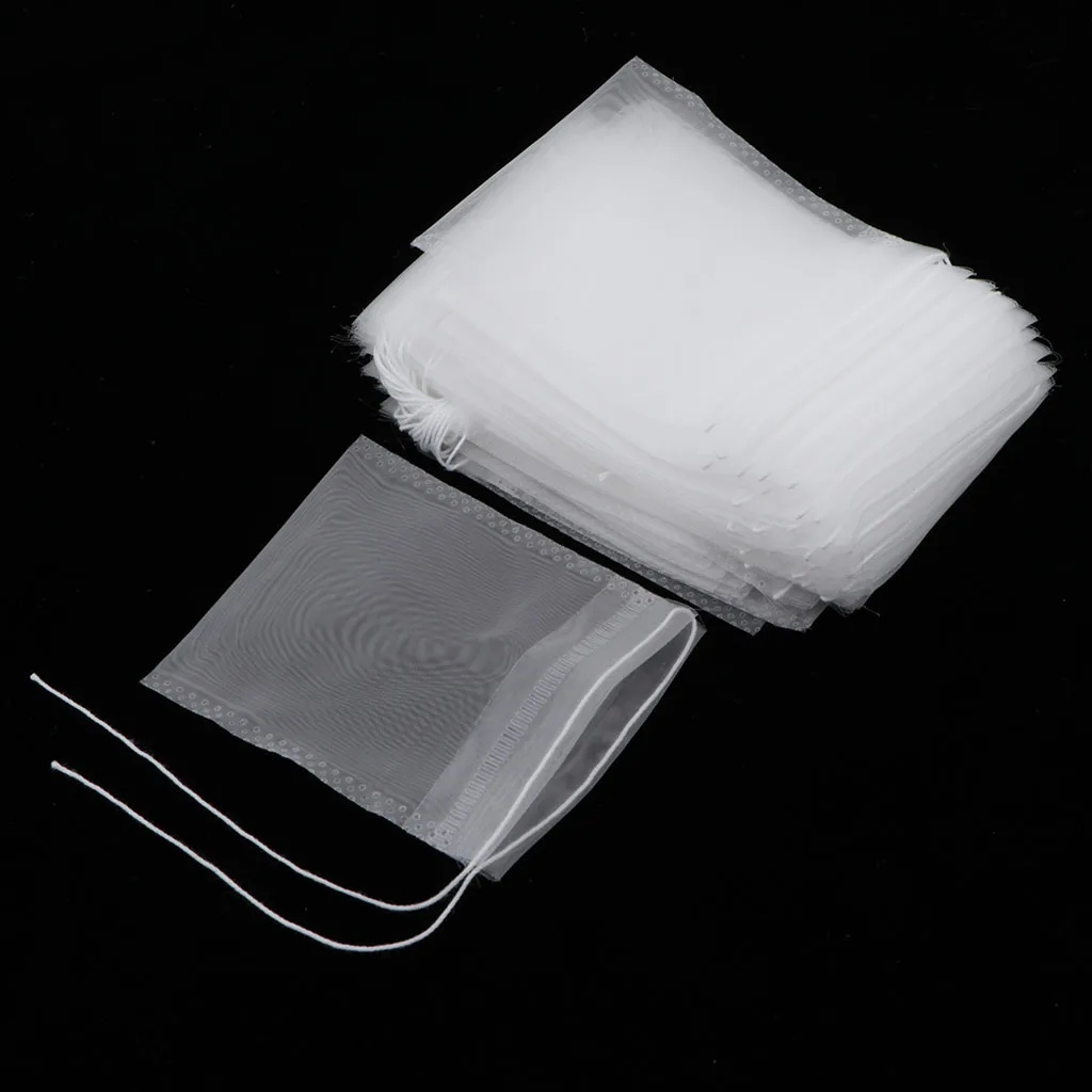 50PCS Drawstring Nylon Mesh Soup Bags, Straining Herbs Cheesecloth Bags, Coffee Tea Brew Bags, Soup Gravy Broth Stew Bags