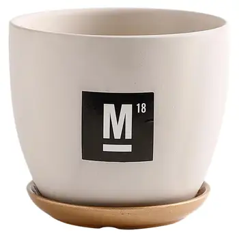 

1Pc Plant Pot Flower Pot With Tray Decorative Planter Ceramics Flowerpot Planter With Tray For Desktop Garden Decor Home