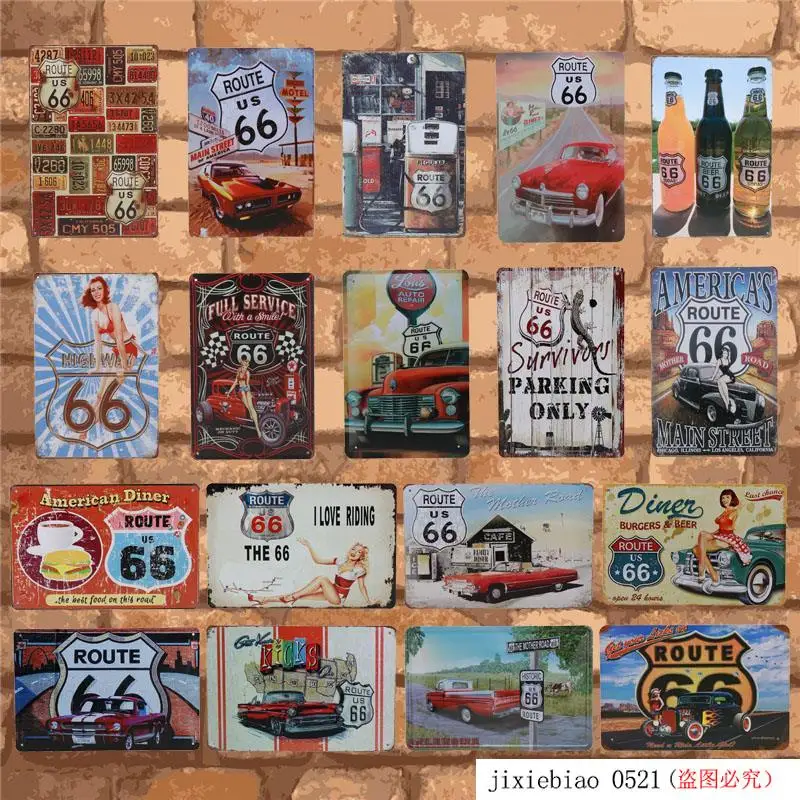 Винтажный US Route 66 знак металлические таблички Искусство Декор стены оловянные знаки плакат искусство железные пластины ретро-наклейки стиль живопись 30X20 см H19