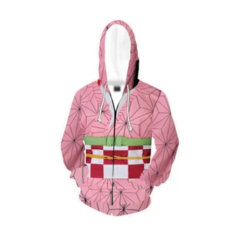 

Anime Character Kamado Tanjirou Cosplay Costume Unisex Hoodies With Zipper Ultra Loose Casual Jumper Pullovers Oversized 3XL-5XL