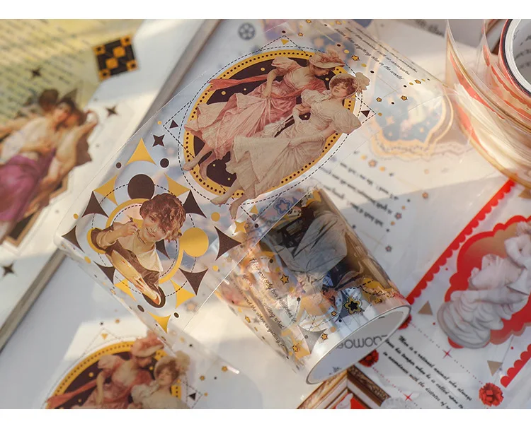 1pcs Decorative Adhesive Washi Tapes Aesthetic Scrapbooking Stickers Retro Retrospect Series Scrapbooking Washi Tape DIY Paper
