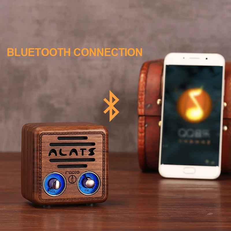 Ретро Bluetooth динамик мини модный громкий ручной работы портативный fm радио AUX