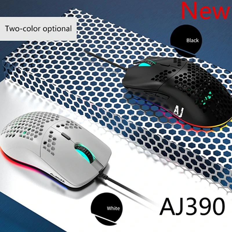 Легкая проводная мышь Ajazz AJ390 игровая с отверстиями 6 точек/дюйм регулируемая для