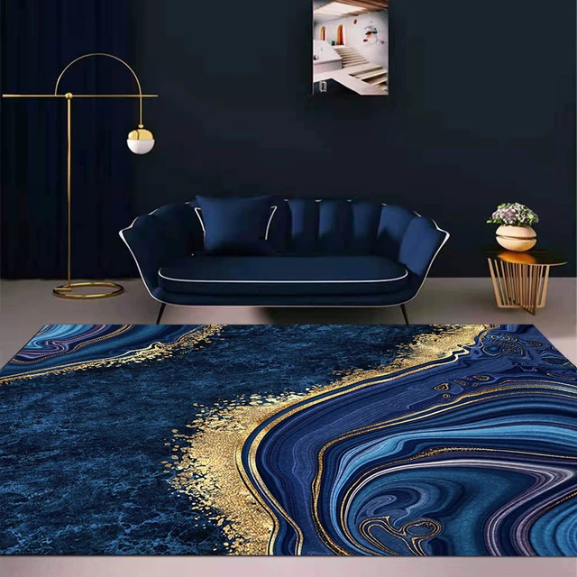 Tappeto moderno soggiorno blu oro nordico astratto stile di lusso camera da  letto corridoio tappeti salotto decorazione della casa tappetino  antiscivolo - AliExpress