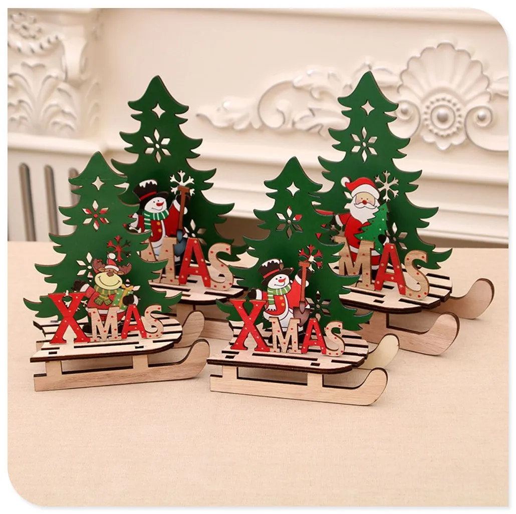 Креативные деревянные Рождественские сани, настольный декор, детская забавная головоломка, подарки, сделай сам, Санта, Рождественская елка, снеговик, шоу, окно, товары для дома
