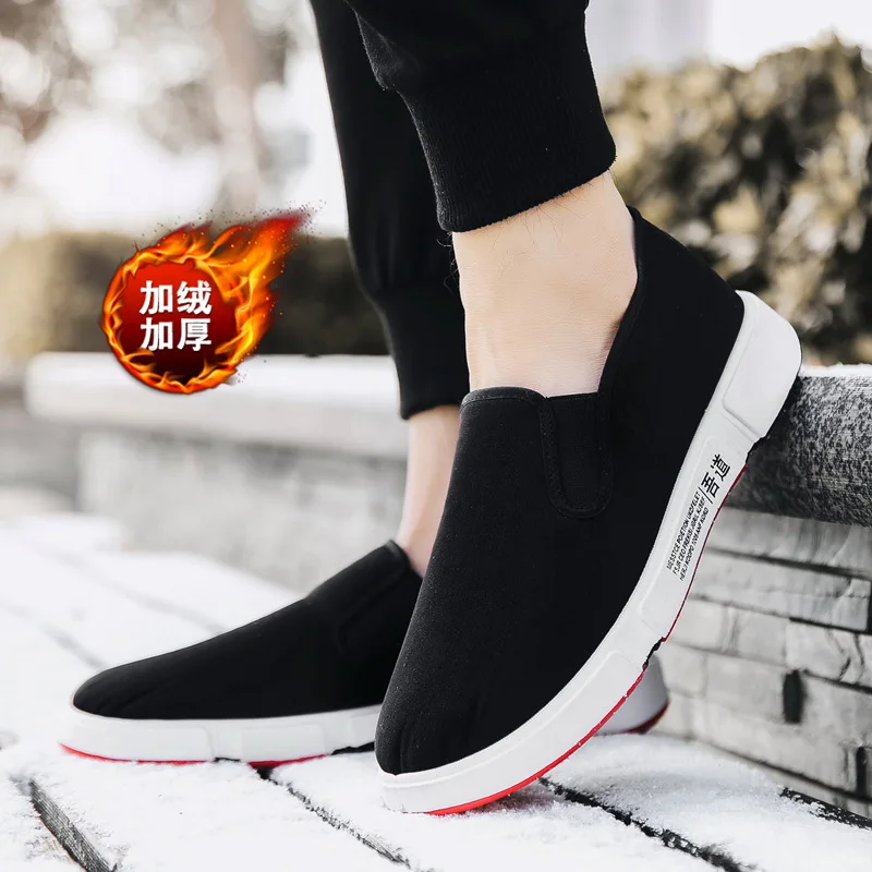 

2019 Winter Old Beijing Cotton-padded Shoes with Velvet Anti-slip Wear-Resistant Soft-Sole Work Shoes Slip-on Breathable Casual