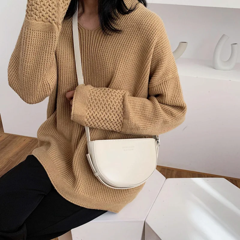 

CHIC Textured Bag Women's 2019 New Style Korean-style Fashion Retro Saddle Bag Mini Crossbody Bag