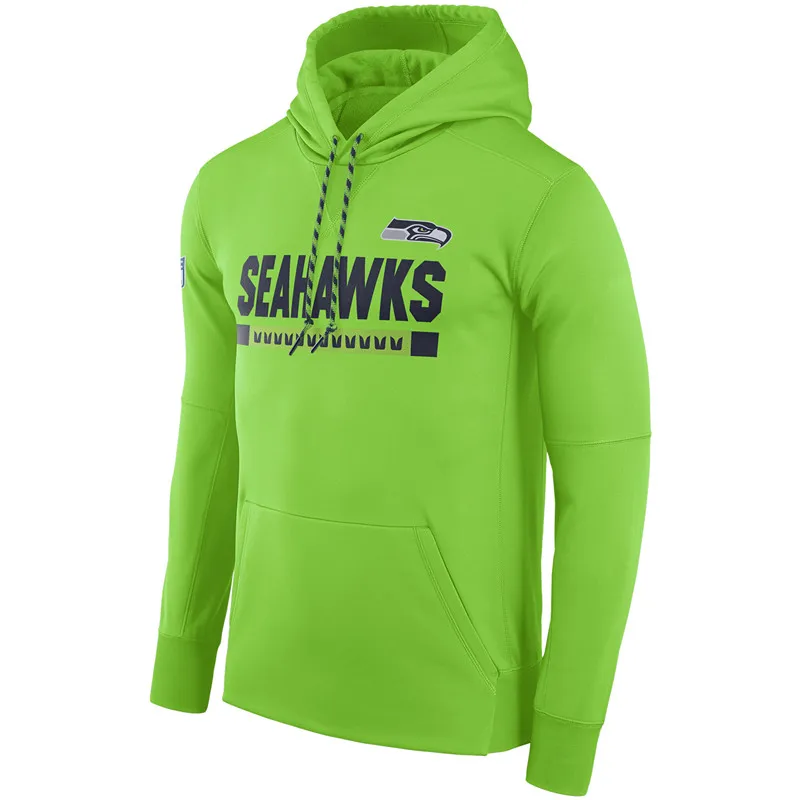 Мужская Сиэтл Американский Футбол Толстовка Seahawks темно-синий Sideline ThermaFit производительность PO Толстовка