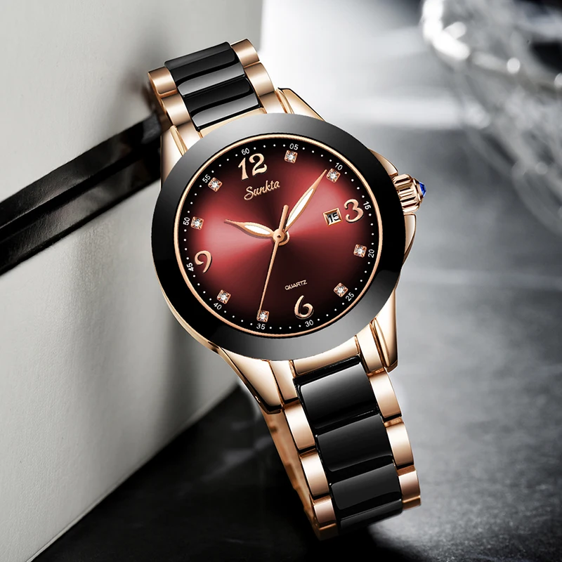 Montre Relogio LIGE Brand SUNKTA Fashion Watch Women Luxury Ceramic And Alloy Bracelet Analog Women Wrist watch Relogio Feminino 3