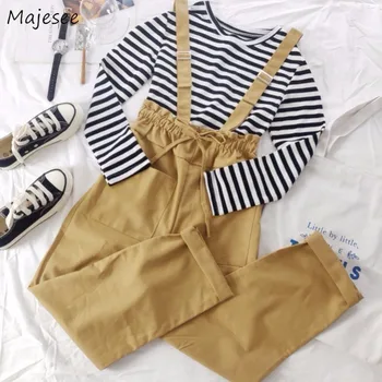 

Jumpsuits Women Drawstring Plus Size Loose Students High Waist Leisure Temperament Hot Sale Pure Color Womens Female Stylish New