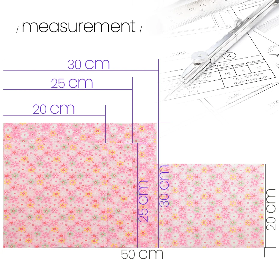 20x25cm Cotton Craft Fabric Flower Design Patchwork Printed Handmade DIY Quilting Home Sewing Material