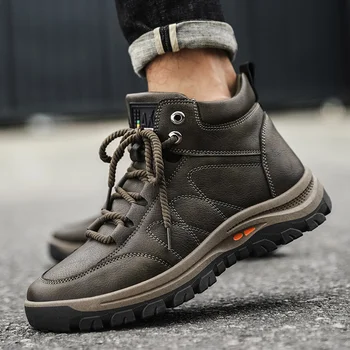 

Winter Men Casual Shoes Light Comfortable Men Fashion Sneakers Adult High Top hiking shoes Non-slip Hard-Wearing men work shoes