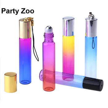 

500 X 10ml Colorful Gradient Slim Steel Ball Roll On Perfume Bottle Portable Lotion Pendant