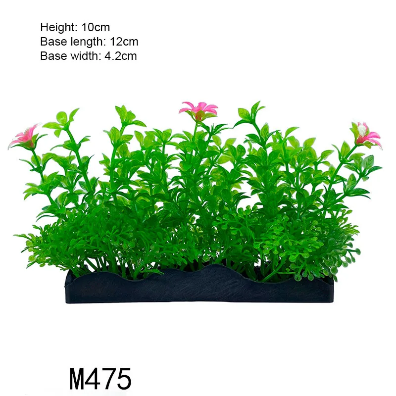 Vibrant Underwater Landscape Decoration - Green & Purple Aquatic Plants and Flowers