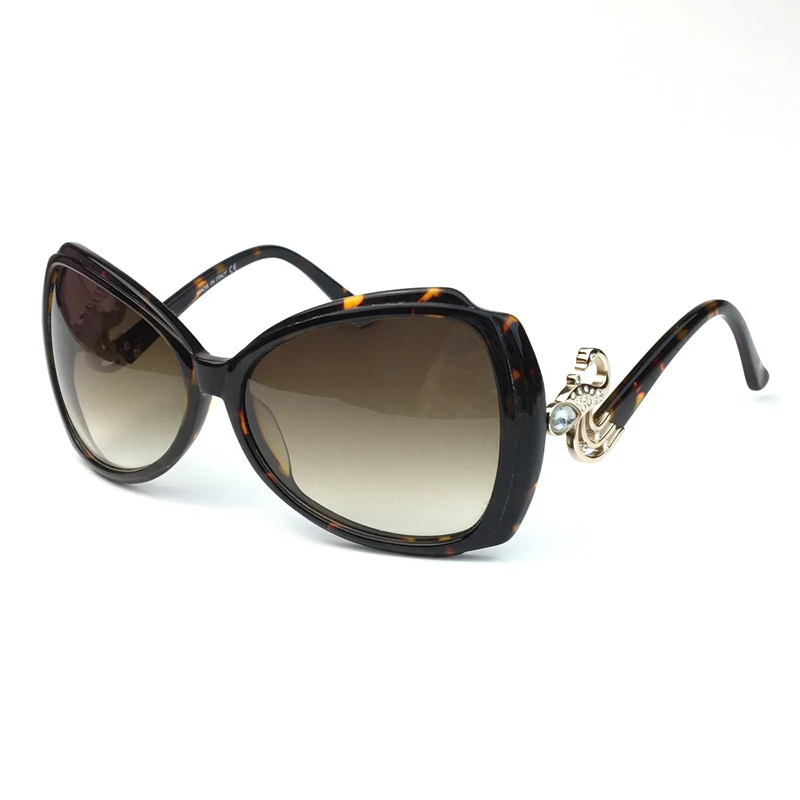 

fashion Women's Sunglasses 1205 Tortoiseshell color Square Large frame elegant inlay diamond glasses Gradient lenses Anti-UV400