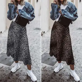 

Women Long Skirt 2020 ZANZEA Fashion Ladies Leopard Printed Skirts Loose A-line Back Zipper Up Faldas Female Midi Skirts S-5XL