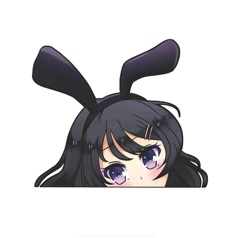 Cute 3d Anime Mai From Bunny Girl Senpai Mia Sakurajima Peeking Decal Sticker On Car Bike Motorcycle Wall Home 15cm 10cm Car Stickers Aliexpress