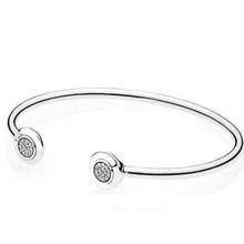 Браслет из стерлингового серебра 925 пробы с кристаллами, Открытый браслет для запястья, подходят для женщин, бусины шармы «сделай сам», модные украшения