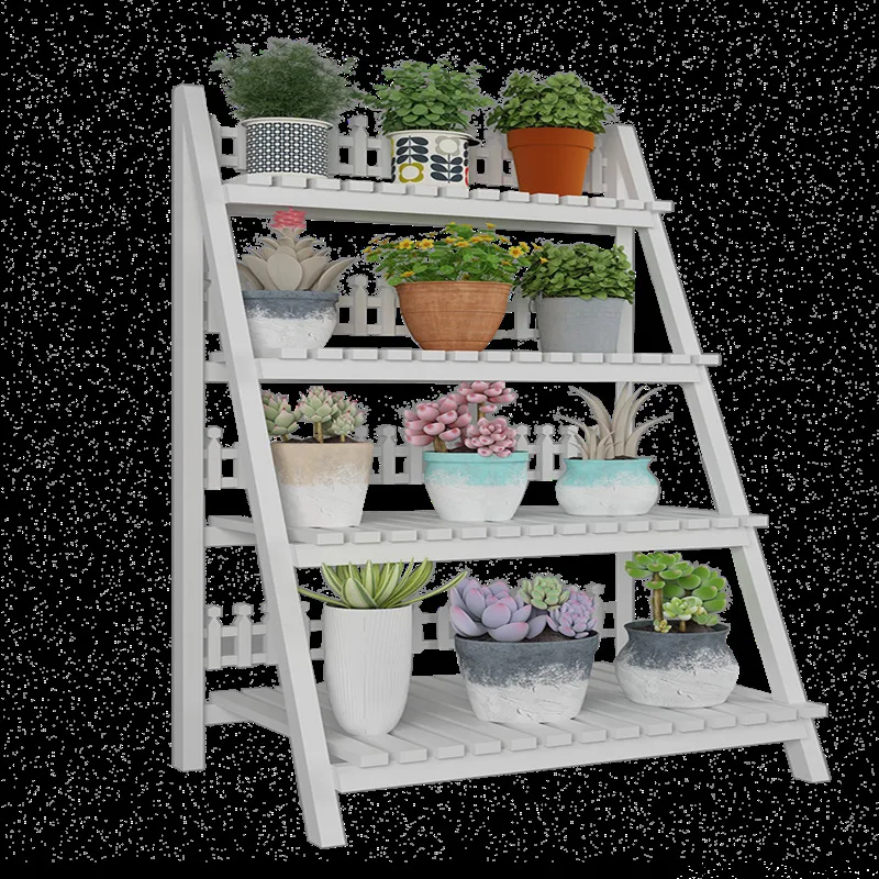 

Flower Airs Multi-storey Room Introspection Space Household White Balcony Fold Flower Rack Balcony Shelf