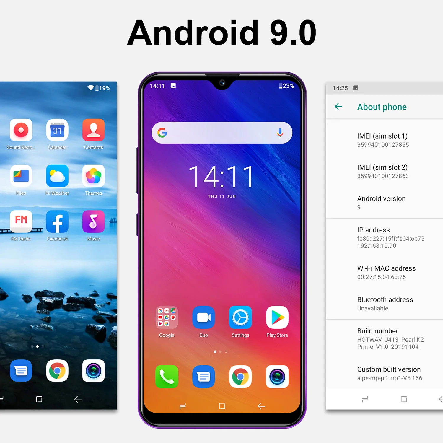 XGODY HOTWAV 4G мобильные телефоны 19:9 в виде капли воды 6 3 дюймов смартфон Android 9 0 4 ядра 2