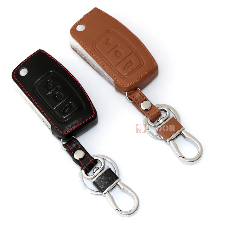High quality leather key chain ring cover case holder For Ford Focus 2 3 MK3 MK4 Fiesta Kuga Ecosport fusion accessories | Автомобили и