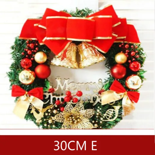 30cm E Рождественские елочные украшения, рождественские зеленые венки, семейные вечерние украшения, рождественские украшения - Цвет: 30cm E