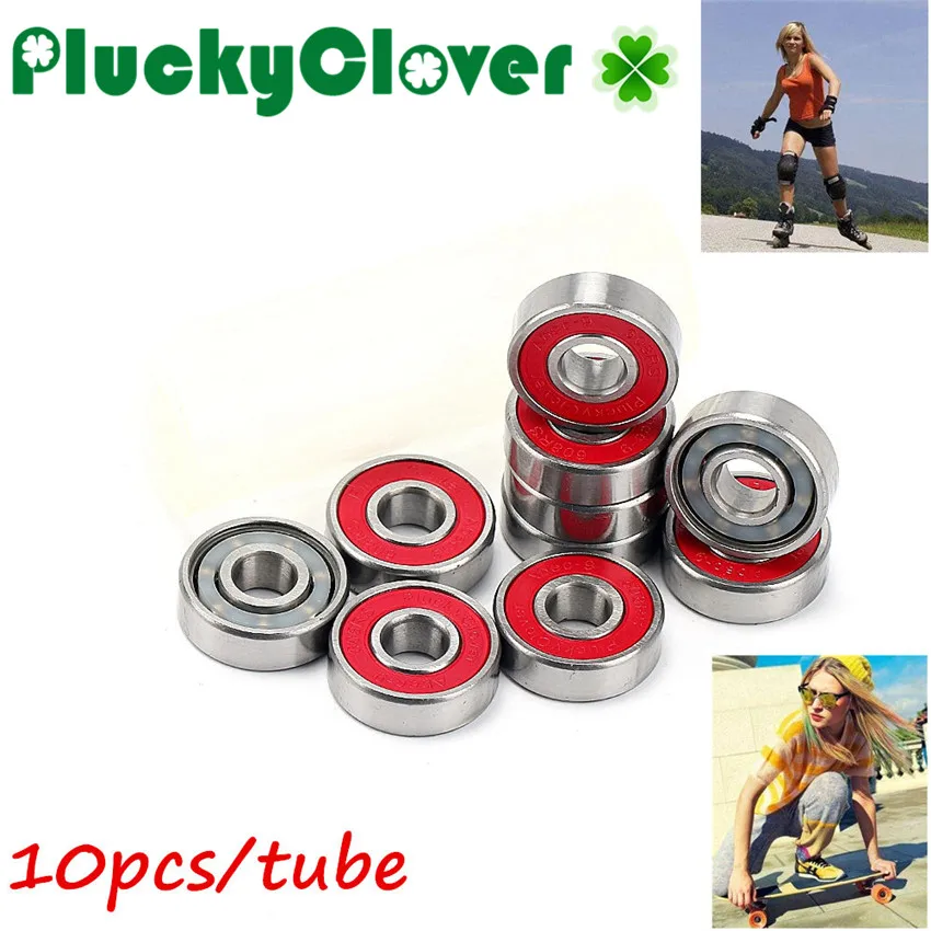 10pcs Red Bearing 608 Double Rocker Inline Skates Bearing 608rs Skateboard Wheel Roller Bearing