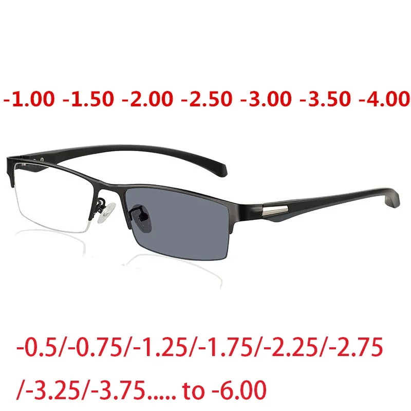 Vazrobe близорукость очки Для мужчин фотохромные солнцезащитные очки для мужчин, подходят для использования при температуре до-0,5-0,75-1,25-1,5-6,00 далеко прицел переход UV400 - Цвет линз: minus 500