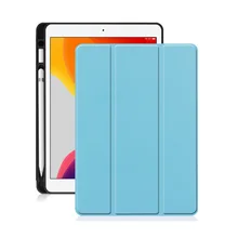 Для iPad 10,2 7th Gen планшет трехстворчатая подставка премиум класса из искусственной кожи умный чехол Мягкий силиконовый чехол из ТПУ встроенный карандаш держатель