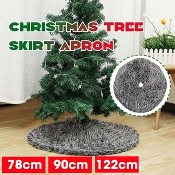 

78/90/122cm Grey Christmas Tree Skirt Round Floor Mat Aprons Christmas Tree Carpet Christmas Decorations for Home New Year