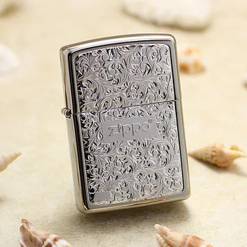 

Genuine Zippo oil lighter Fine silver windproof 3D Vine Totems cigarette Kerosene lighters Gift With anti-counterfeiting code