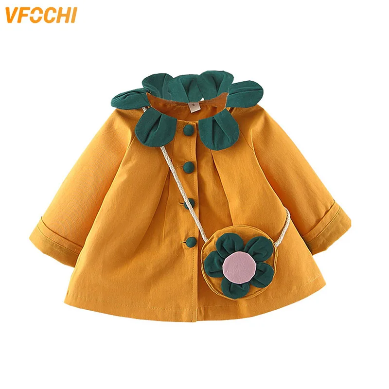 

VFOCHI New Baby Girl Jacket Spring Windbreaker Color Yellow Pink Jacket Children Clothing Autumn Baby Girls Outerwear Trench