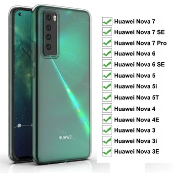 Перейти на Алиэкспресс и купить Чехол для Huawei Nova 7 Pro 6 SE 5G TPU Силиконовый Прозрачный Бампер Мягкий чехол для Huawei Nova 3 3E 3i 4 4E 5 5i 5T задняя крышка