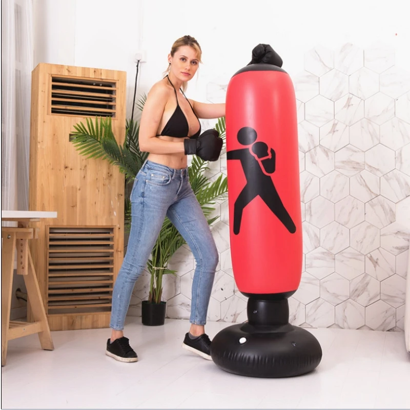 New Inflatable PVC Punching Post Tumbler boxing Post Wide Chassis as martial equipment Boxing gloves Roly-poly Punching Sandbag