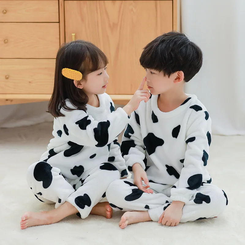 

Winter Cartoon Flannel Pajamas Sets For Boys Girls Sleepwear Pyjamas Kids Panda Pijama Infantil Baby Girls Warm Clothes Homewear