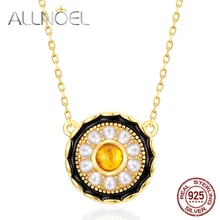 Collar ALLNOEL de Plata de Ley 925 para mujer, collares con gemas de ámbar Natural, collares de diamantes, joyas de lujo de oro Real con goteo Vintage, nuevo