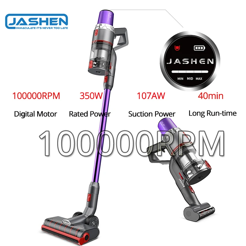US $189.99 UK Stock Jashen V16 Handheld Vacuum Cleaner Cordless Vacuum Hand Stick With LED 350W Strong Suction Power Low Noise Wall Mounted