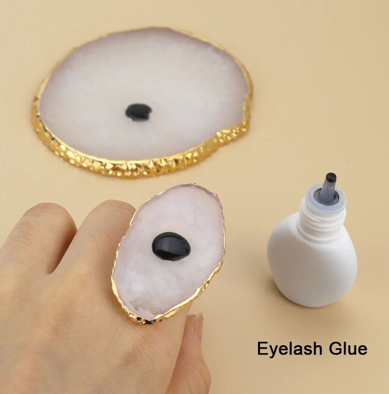 GLAMLASH Harz Stein Palette Wimpern Kleber Halter Finger Ring Platte Nail art Ring Gel Polnischen Foundation Mischen Make-Up Kosmetik – Detail 4
