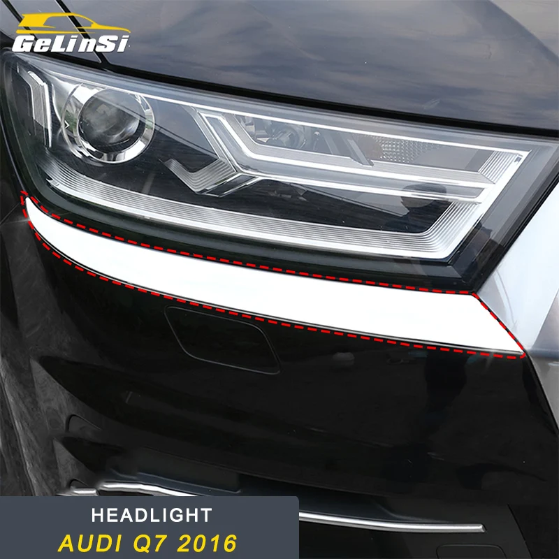 

GELINSI for Audi Q7 4M 2016-2018 Car Styling Front Headlight Decoration Cover Trim Frame Sticker Chrome Exterior Accessories