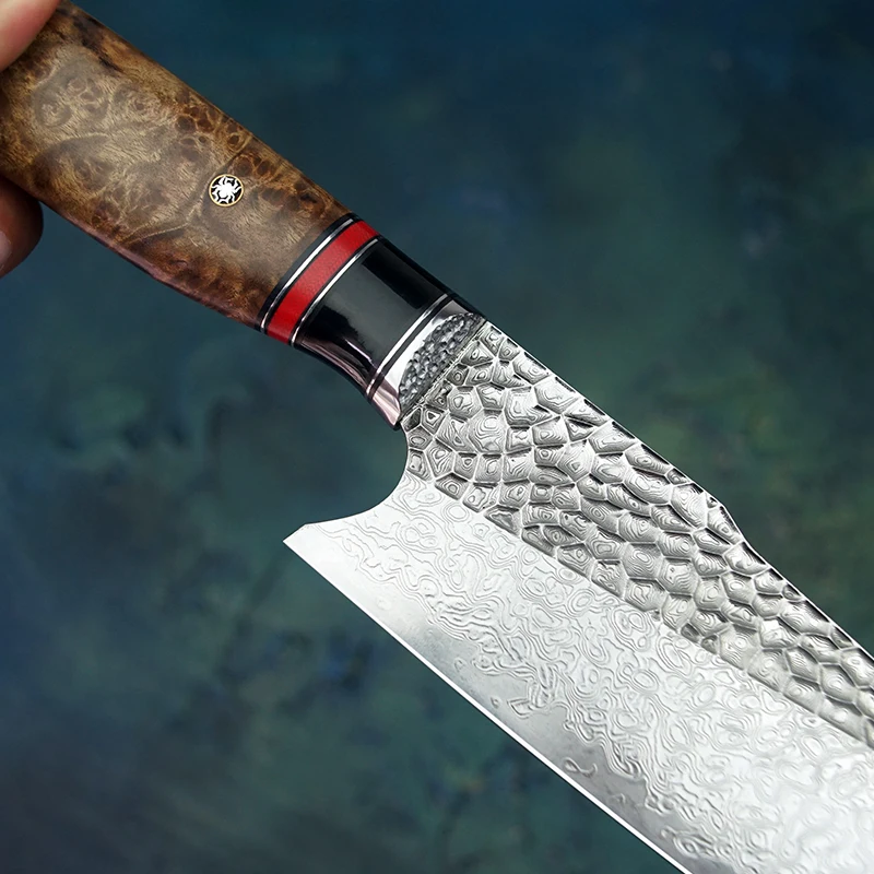 FZIZUO 7,5 ''VG10 Дамасская сталь Santoku нож ручной работы танто Точка кухонные ножи японский набор кухонных ножей кухонные инструменты