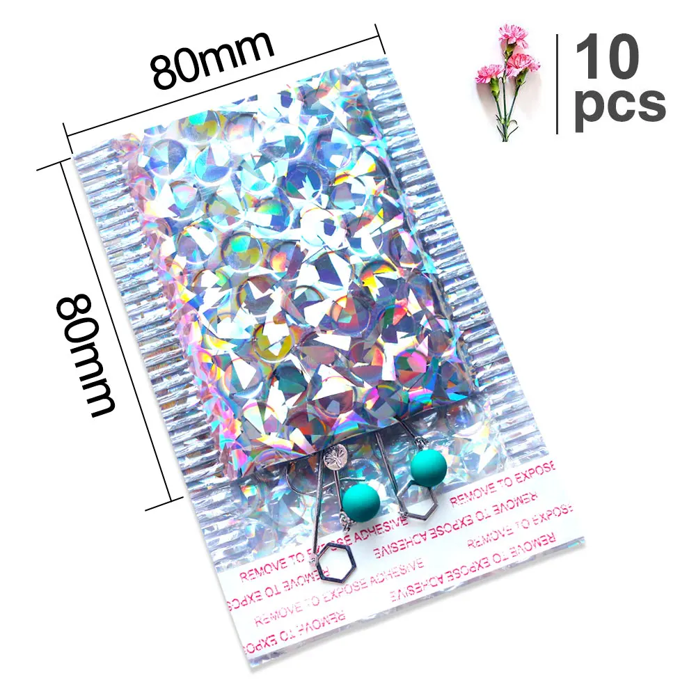 80x80mm-10 pieces Быстрый конверты 7 размера, партия из 10 пар трусов шт./упак. конверты пузыря лазерным вырезами; серебристые и мягкие конверты Подарочный мешок пузыря почтовый конверт сумка - Цвет: 80x80mm-10 pieces