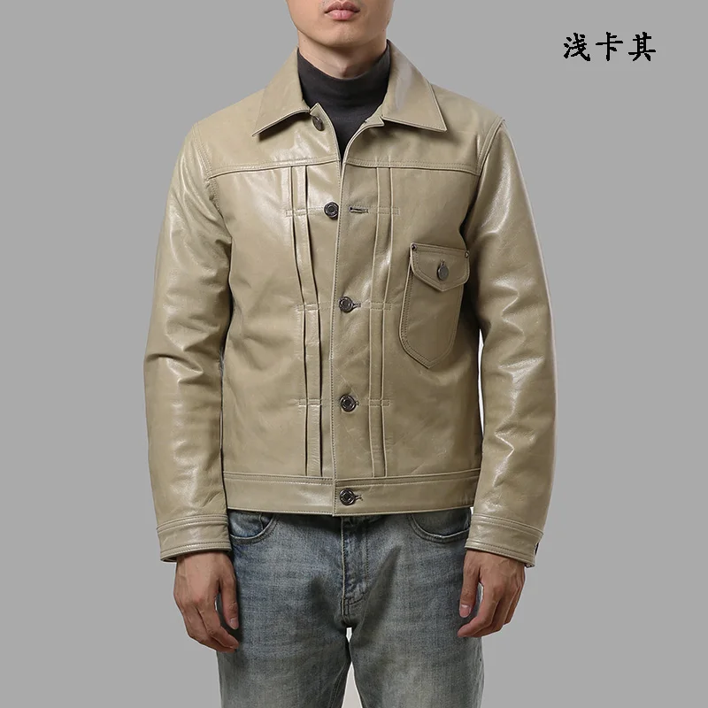 Deals AZ1905-7 Read Description! Asian size good goat leather jacket genuine goat leather jacket 3 colours